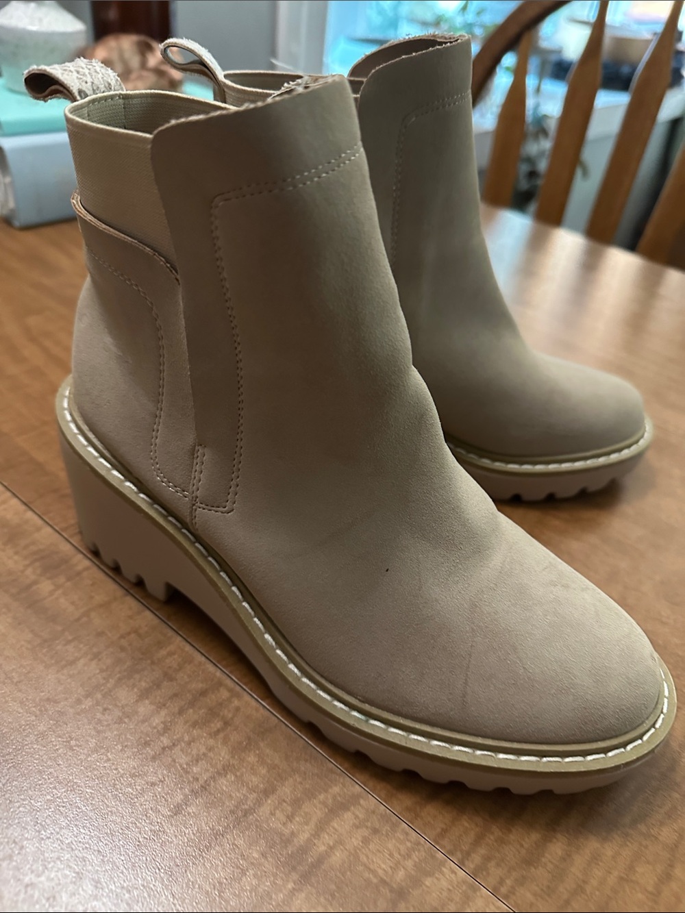 Nicole Miller Taupe Chelsea Platform Booties